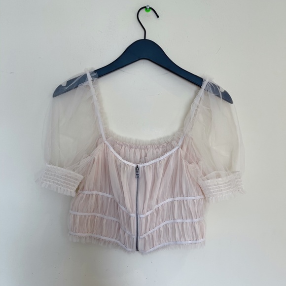 Alice+Olivia Ashlyn shirred crop top Sz M - Picture 9 of 12